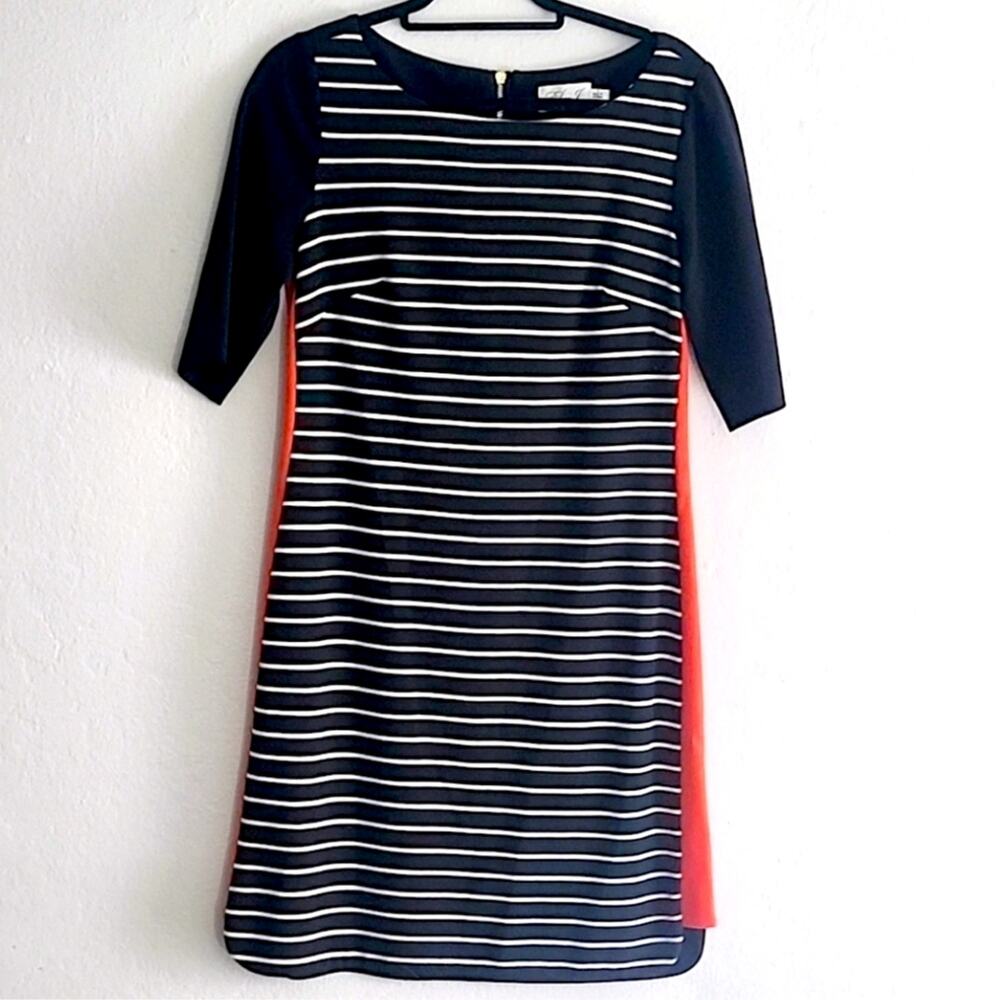 Eliza J Sheath Dress Size 8 Black Stripes Indie Hipster Mod Minimal